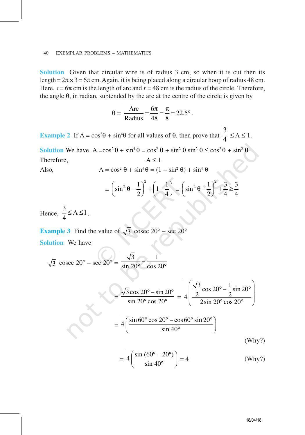 NCERT Exemplar Book for Class 11 Maths: Chapter 3 Trigonometric Functions - Page 7