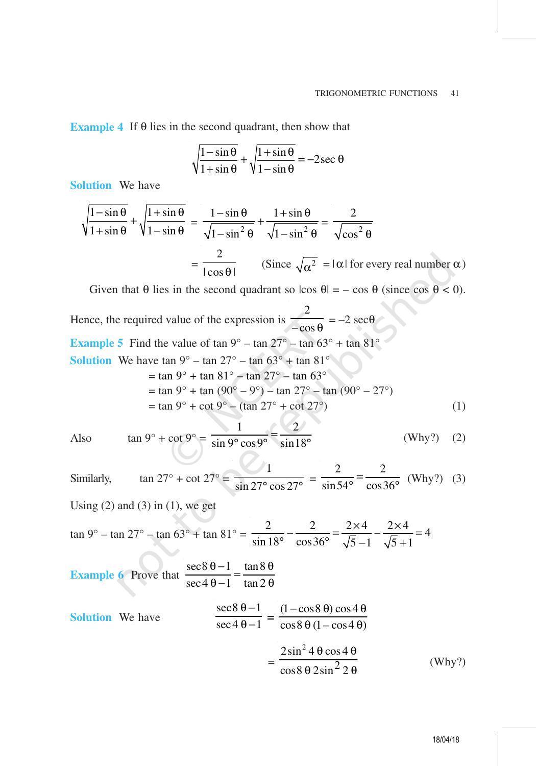 NCERT Exemplar Book for Class 11 Maths: Chapter 3 Trigonometric Functions - Page 8