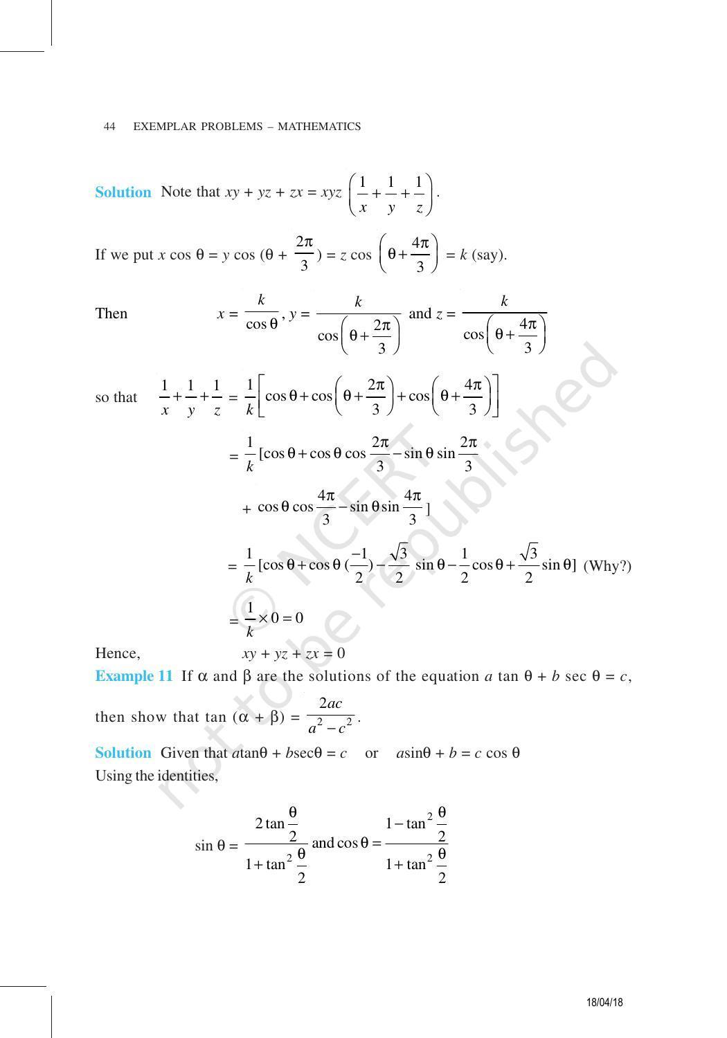 NCERT Exemplar Book for Class 11 Maths: Chapter 3 Trigonometric Functions - Page 11