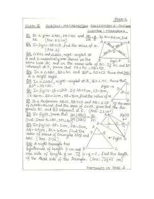 CBSE Worksheets for Class 10 Maths Triangles Assignment 6