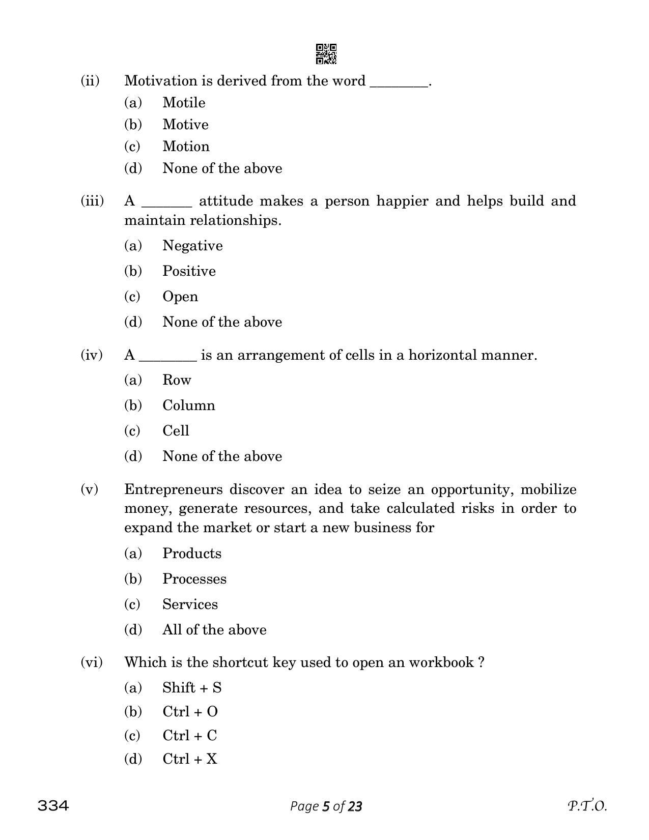 CBSE Class 12 Front Office Operations (Compartment) 2023 Question Paper - Page 5