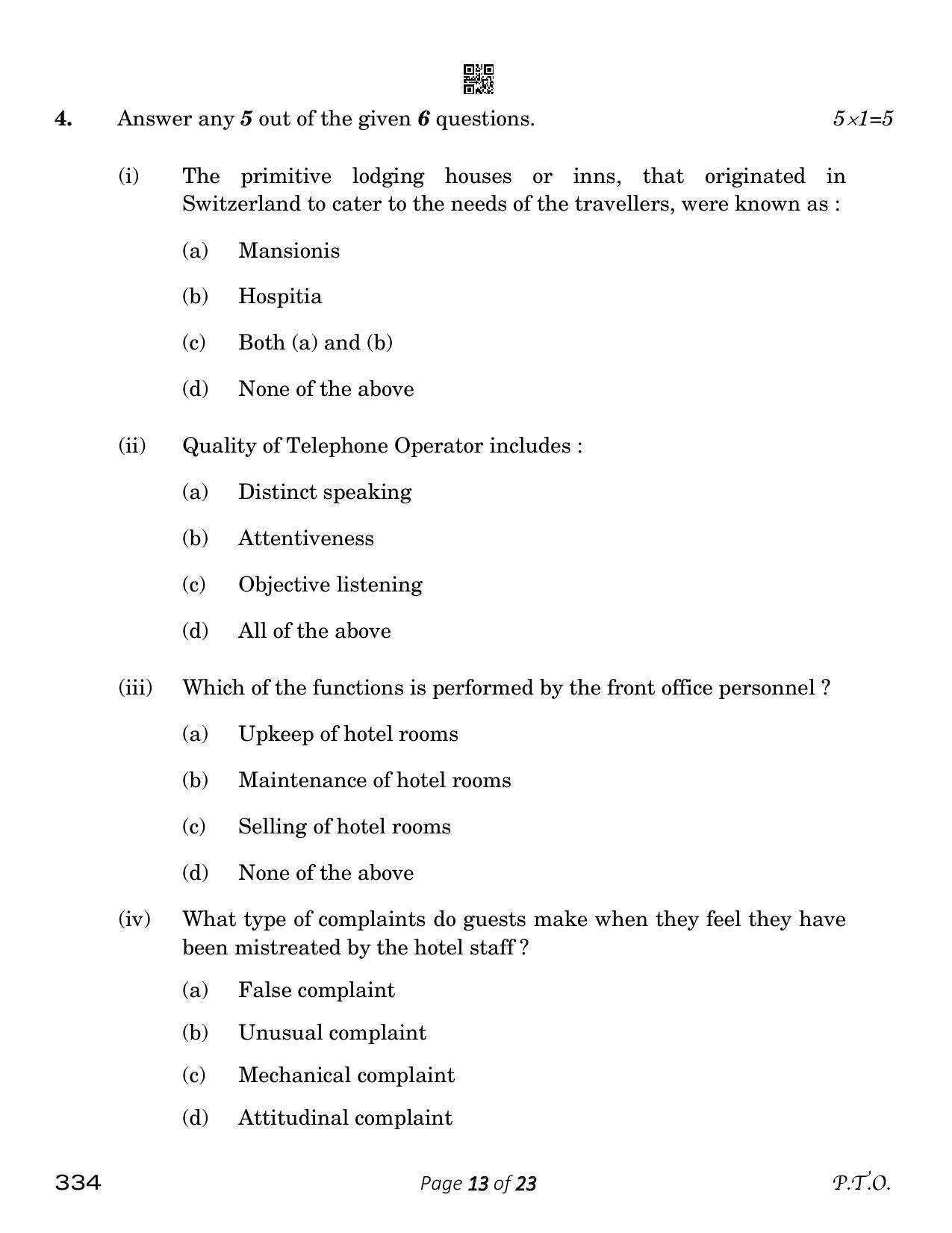CBSE Class 12 Front Office Operations (Compartment) 2023 Question Paper - Page 13