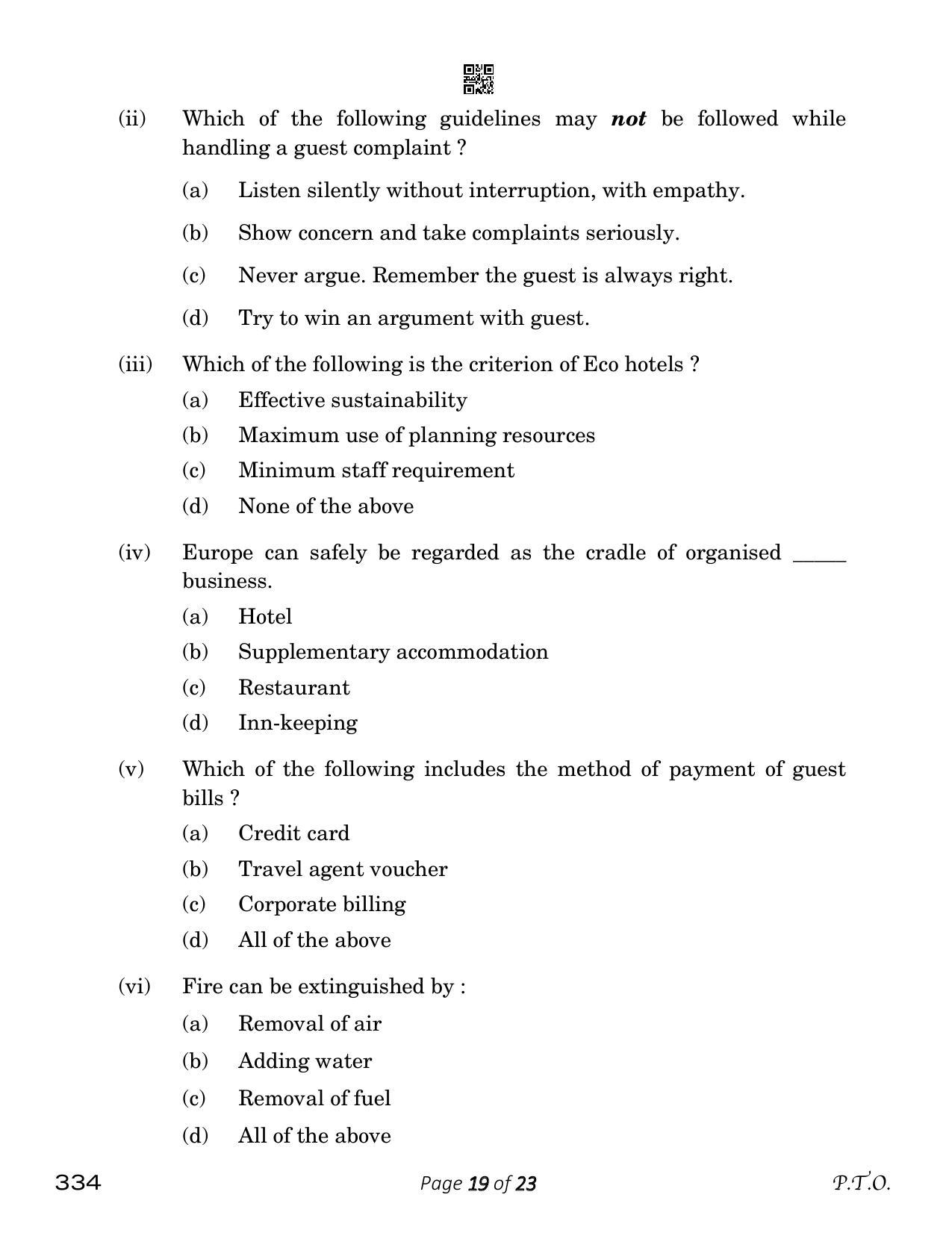 CBSE Class 12 Front Office Operations (Compartment) 2023 Question Paper - Page 19