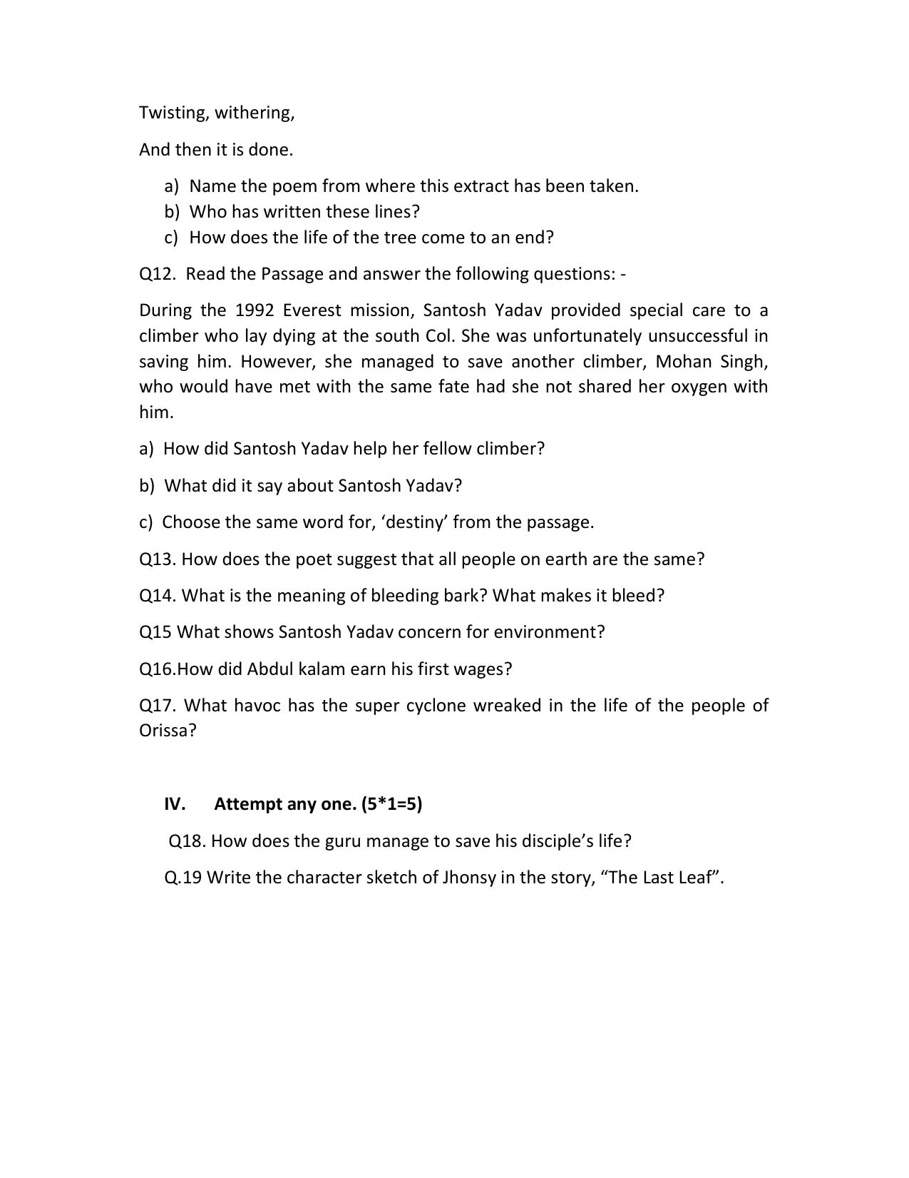 JAC Board Class 9th 2022 Term 2 English Set 2 Model Paper - Page 3