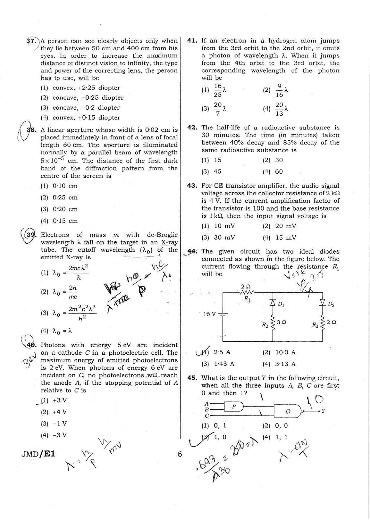 NEET Code AA 2016 Question Paper - Page 6
