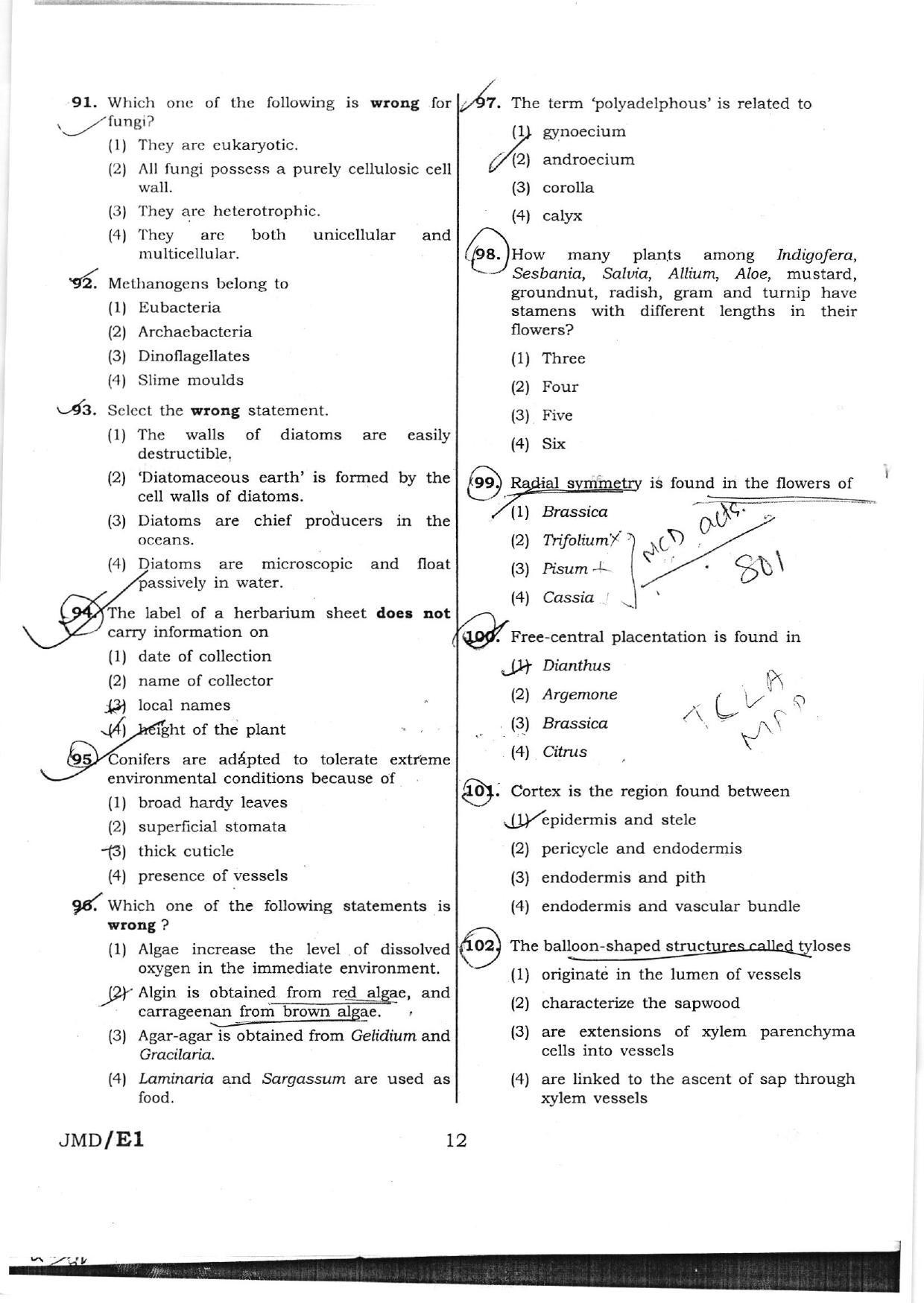 NEET Code AA 2016 Question Paper - Page 12