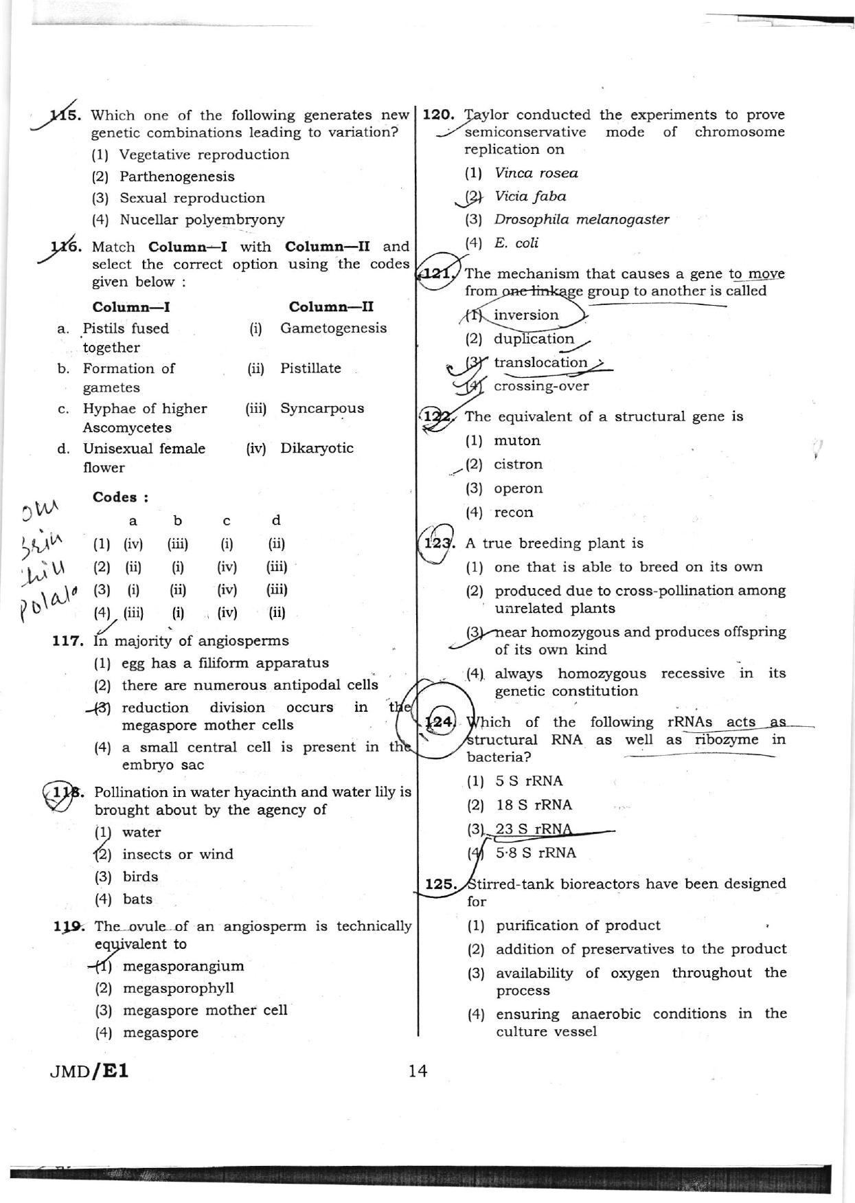 NEET Code AA 2016 Question Paper - Page 14