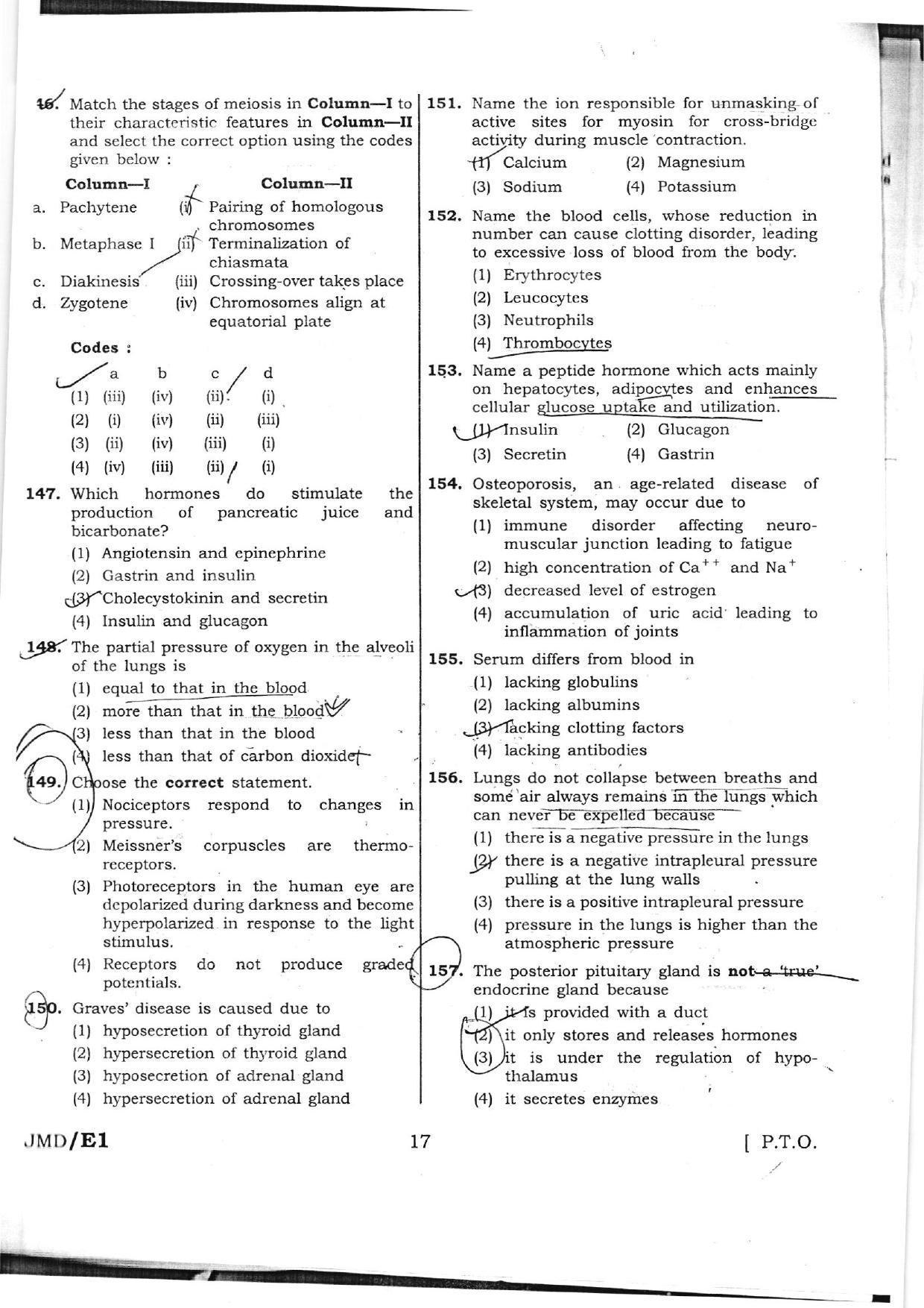 NEET Code AA 2016 Question Paper - Page 17