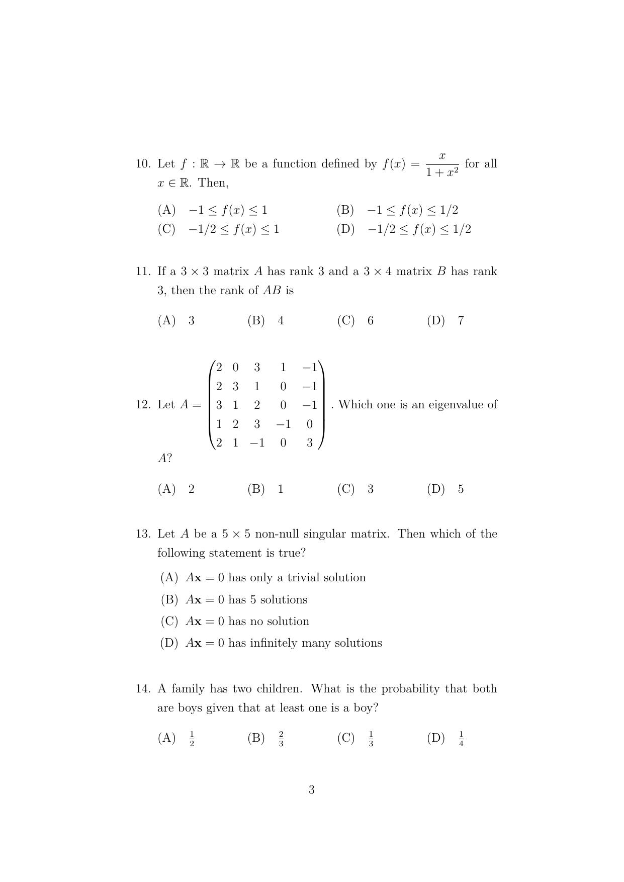 ISI Admission Test M.S.(QE) - Quantitative Economics (PEA) 2023 Sample Paper - Page 3