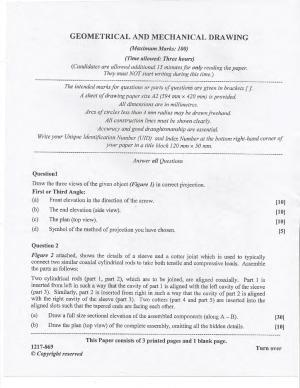ISC Class 12 2017 GEOMETRICAL & MECHANICAL DRAWING Question Paper