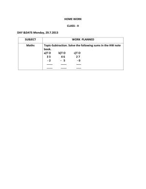 Worksheets for Class 2 Maths Assignment 87 Subraction