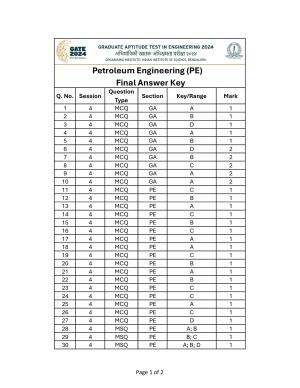 GATE 2024 Petroleum Engineering (PE) Answer Key