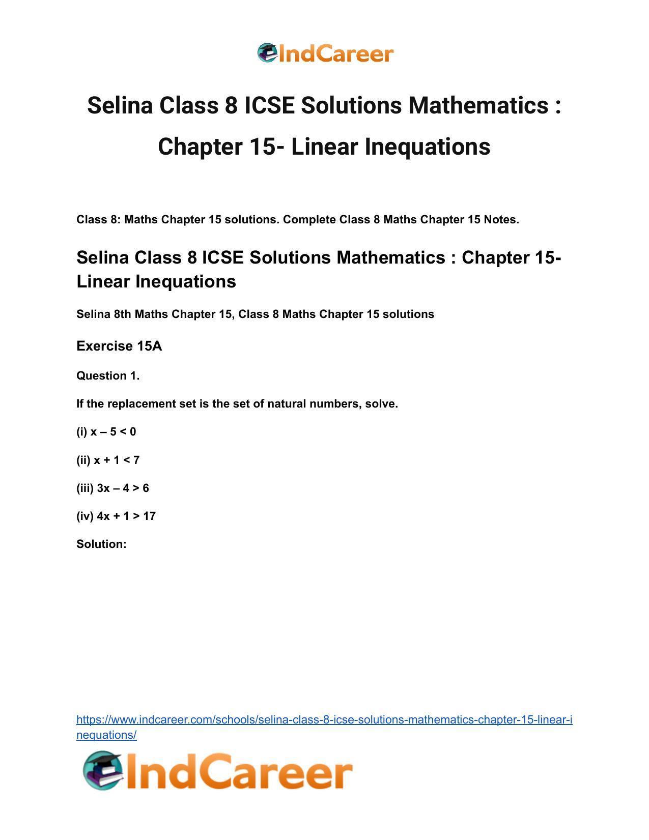 Selina Class 8 ICSE Solutions Mathematics : Chapter 15- Linear Inequations - Page 2