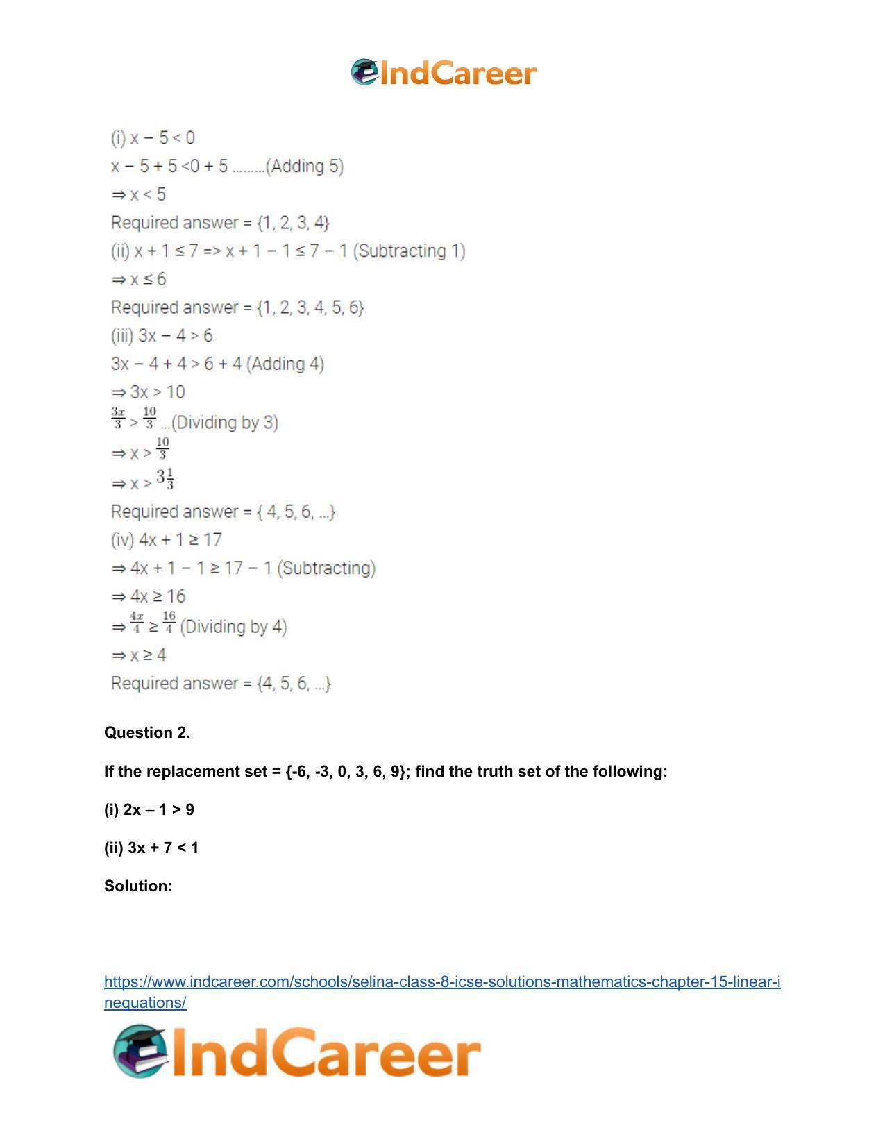 Selina Class 8 ICSE Solutions Mathematics : Chapter 15- Linear Inequations - Page 3