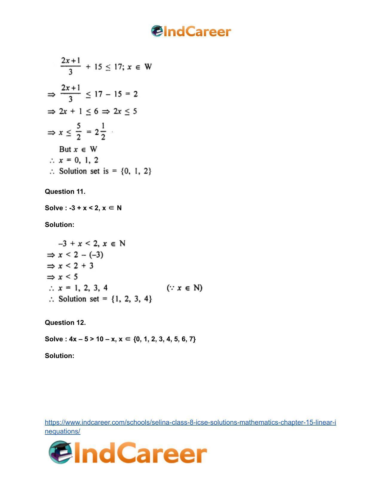 Selina Class 8 ICSE Solutions Mathematics : Chapter 15- Linear Inequations - Page 8