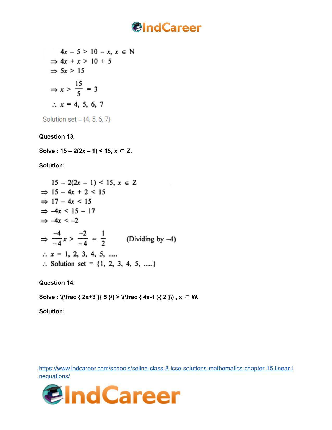 Selina Class 8 ICSE Solutions Mathematics : Chapter 15- Linear Inequations - Page 9