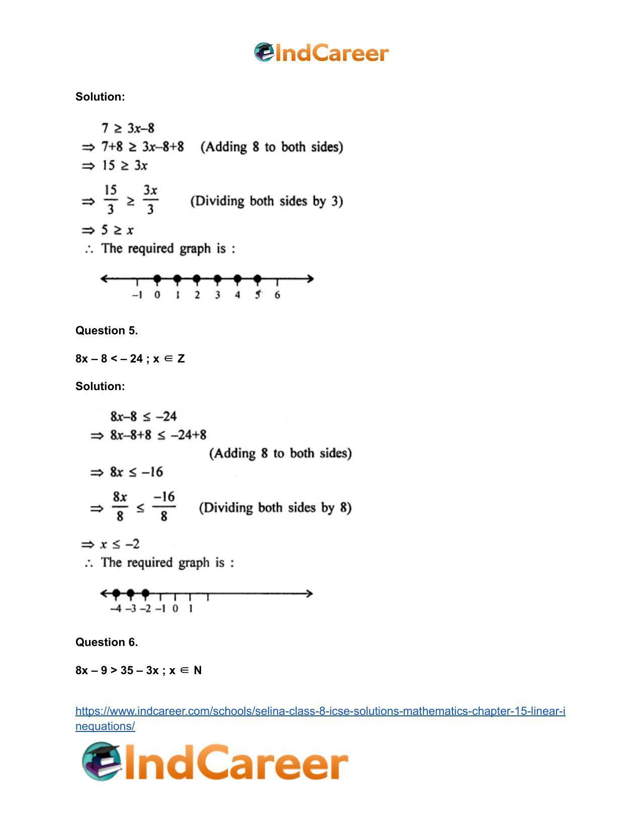 Selina Class 8 ICSE Solutions Mathematics : Chapter 15- Linear Inequations - Page 12