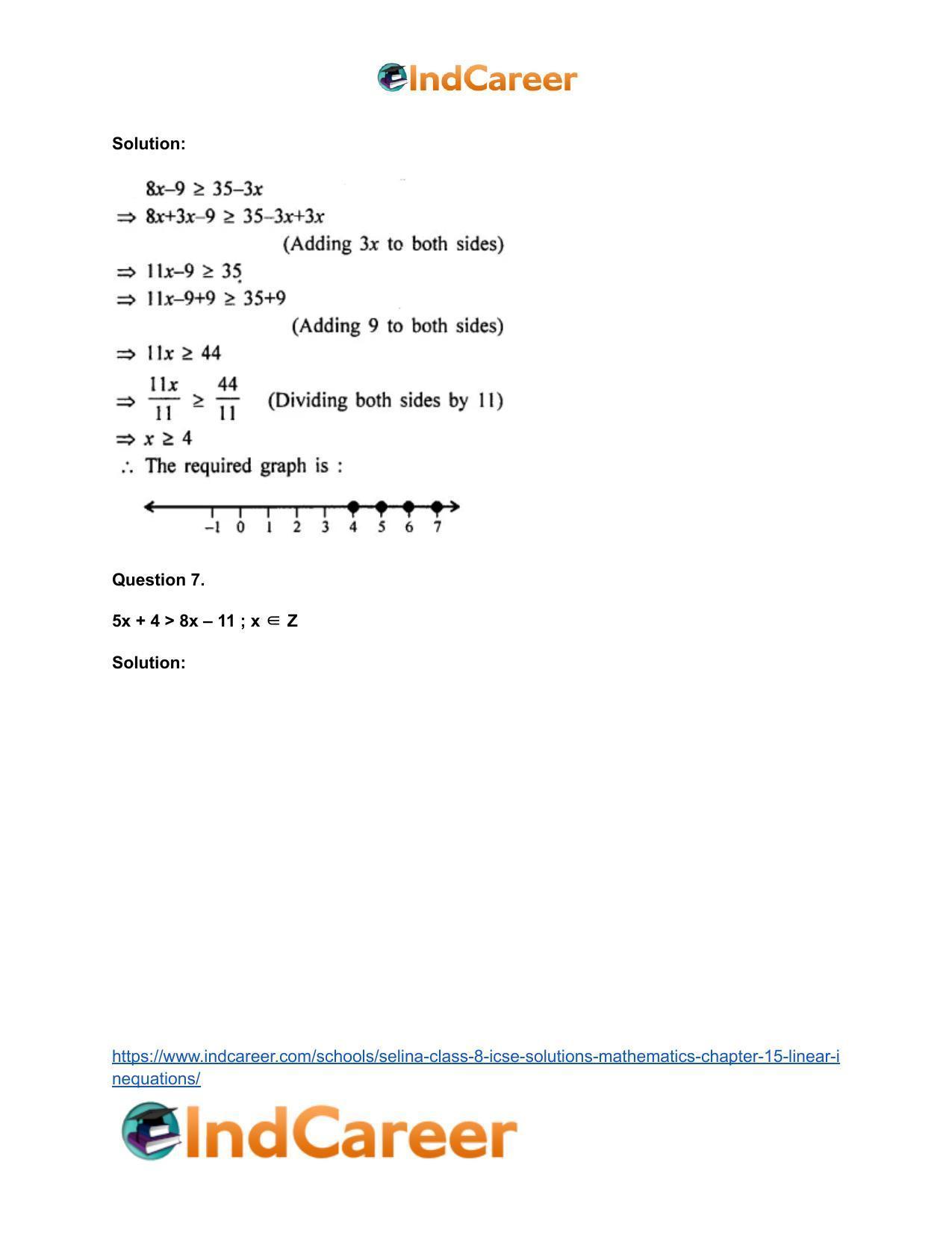 Selina Class 8 ICSE Solutions Mathematics : Chapter 15- Linear Inequations - Page 13