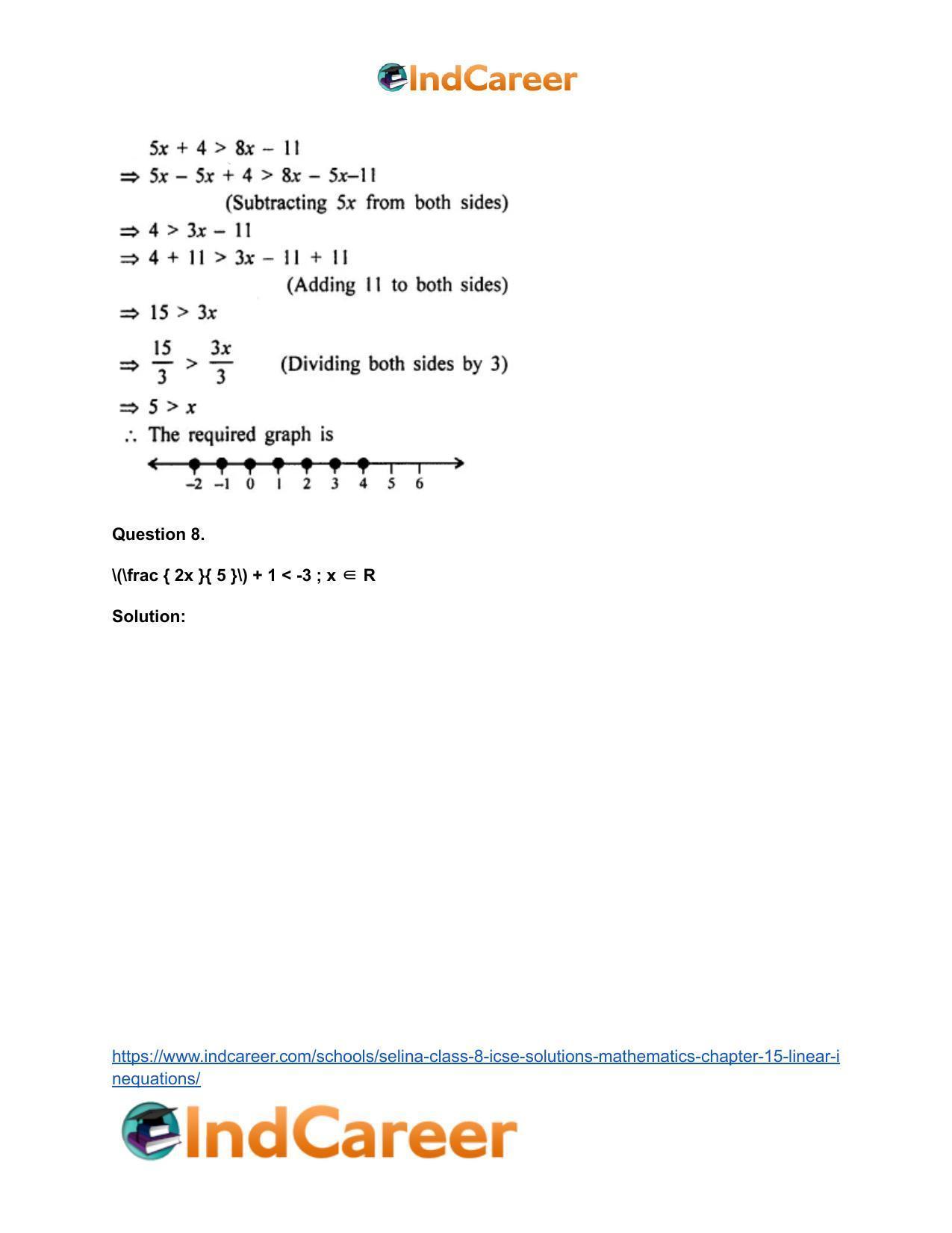 Selina Class 8 ICSE Solutions Mathematics : Chapter 15- Linear Inequations - Page 14