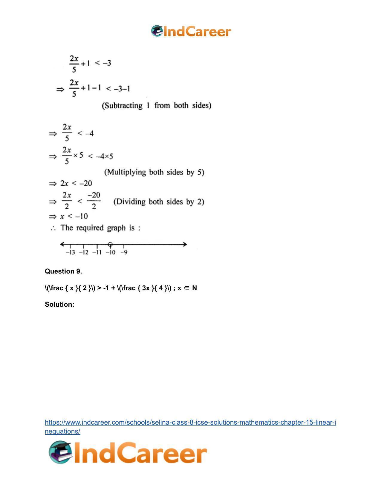 Selina Class 8 ICSE Solutions Mathematics : Chapter 15- Linear Inequations - Page 15