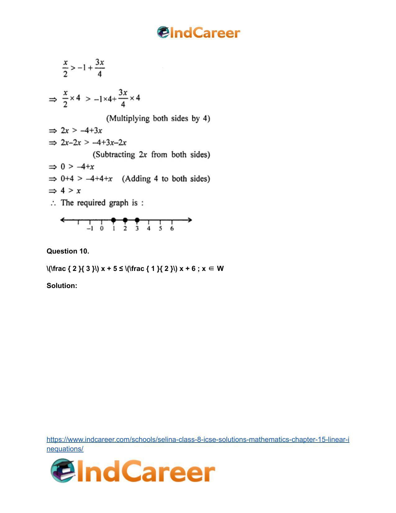 Selina Class 8 ICSE Solutions Mathematics : Chapter 15- Linear Inequations - Page 16