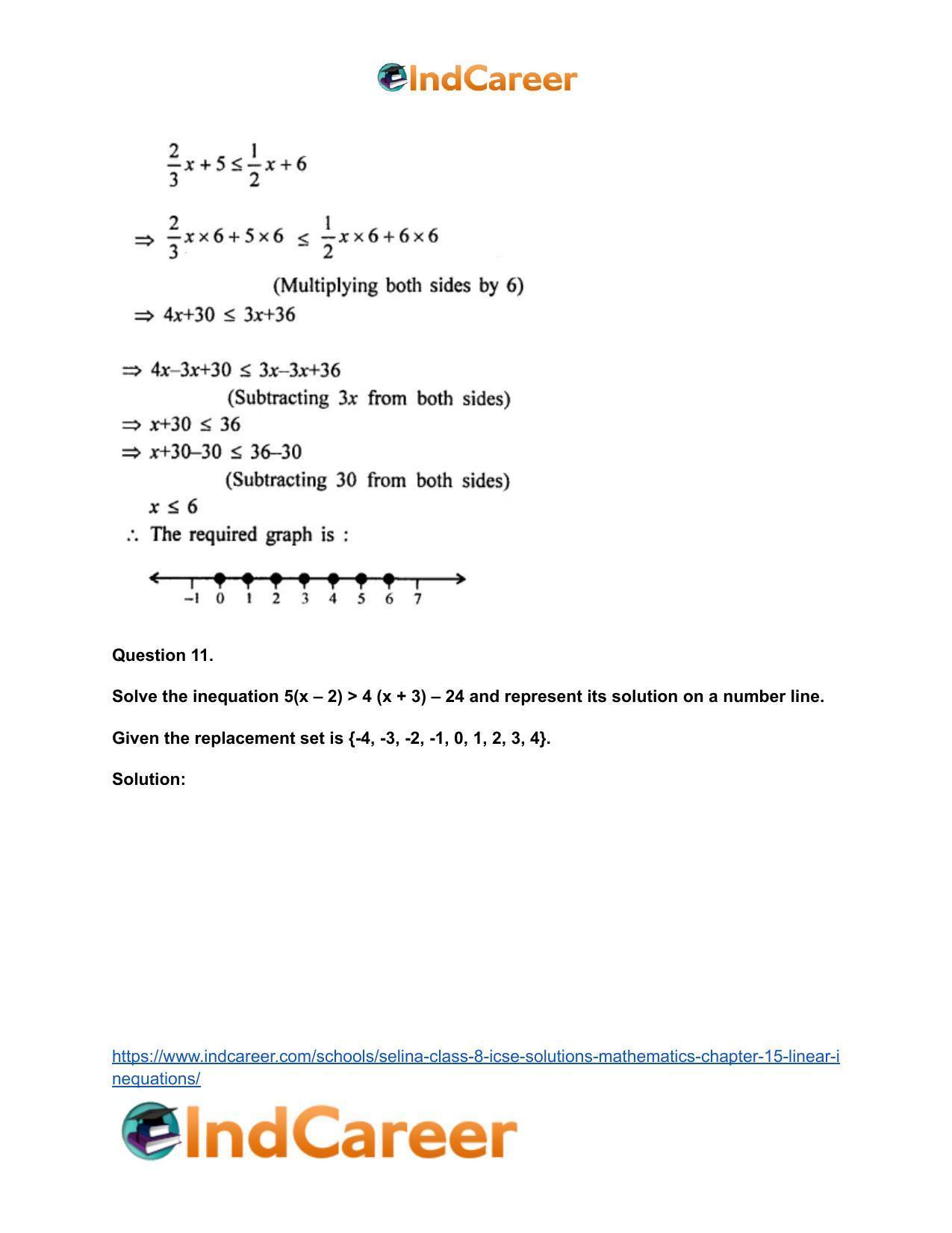 Selina Class 8 ICSE Solutions Mathematics : Chapter 15- Linear Inequations - Page 17