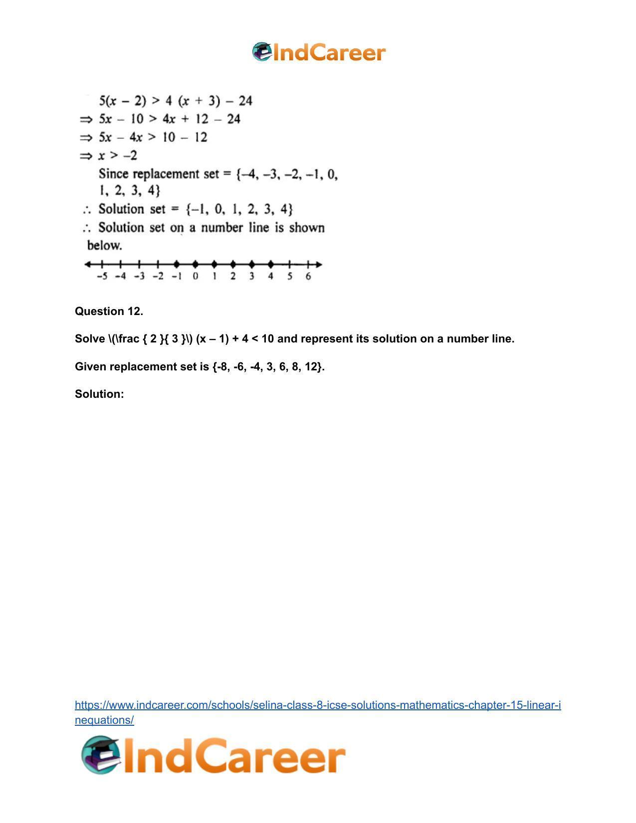 Selina Class 8 ICSE Solutions Mathematics : Chapter 15- Linear Inequations - Page 18