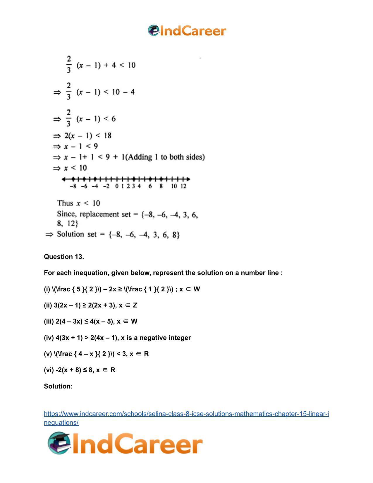 Selina Class 8 ICSE Solutions Mathematics : Chapter 15- Linear Inequations - Page 19