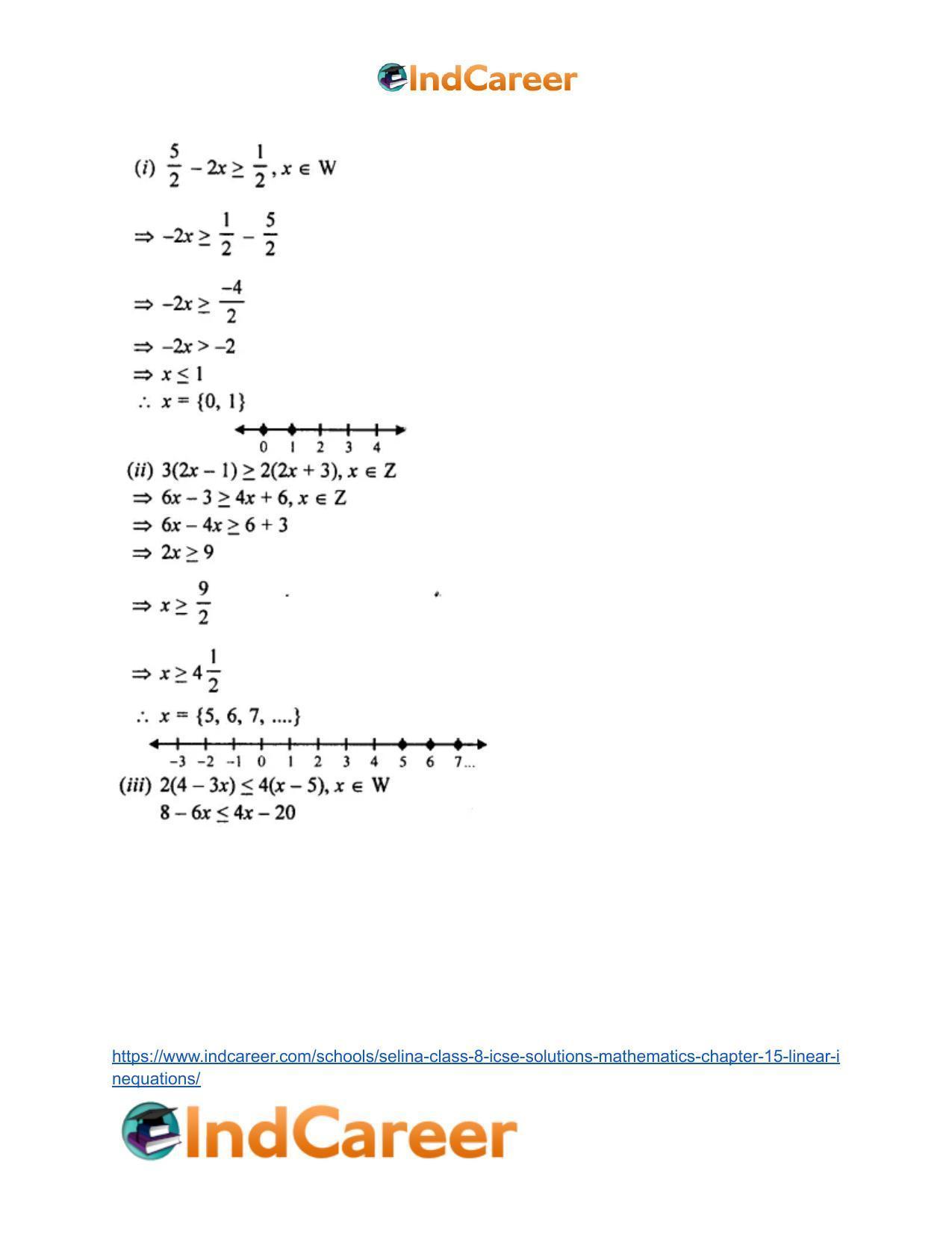 Selina Class 8 ICSE Solutions Mathematics : Chapter 15- Linear Inequations - Page 20