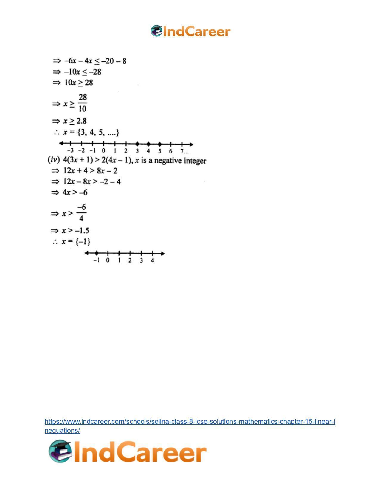 Selina Class 8 ICSE Solutions Mathematics : Chapter 15- Linear Inequations - Page 21