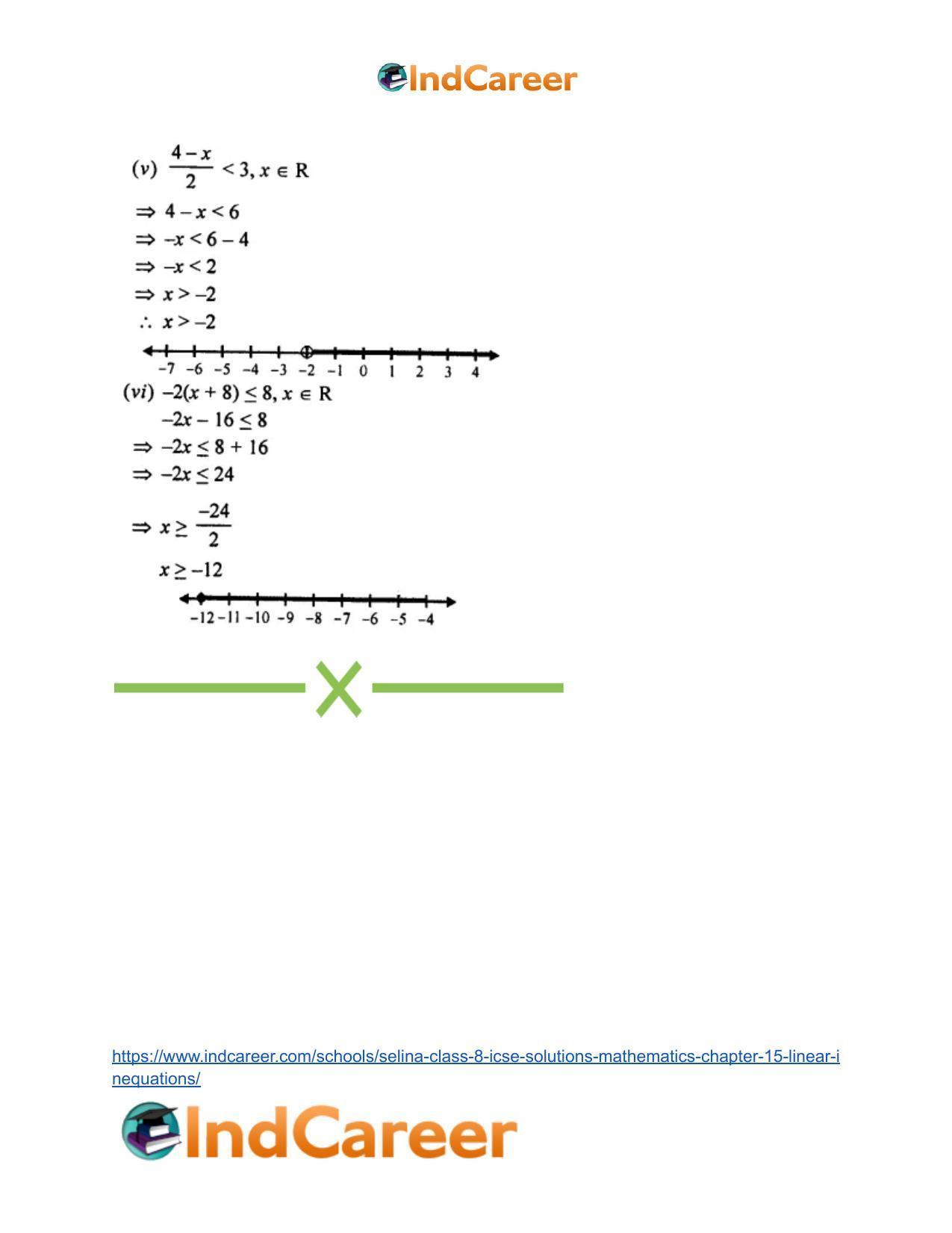 Selina Class 8 ICSE Solutions Mathematics : Chapter 15- Linear Inequations - Page 22