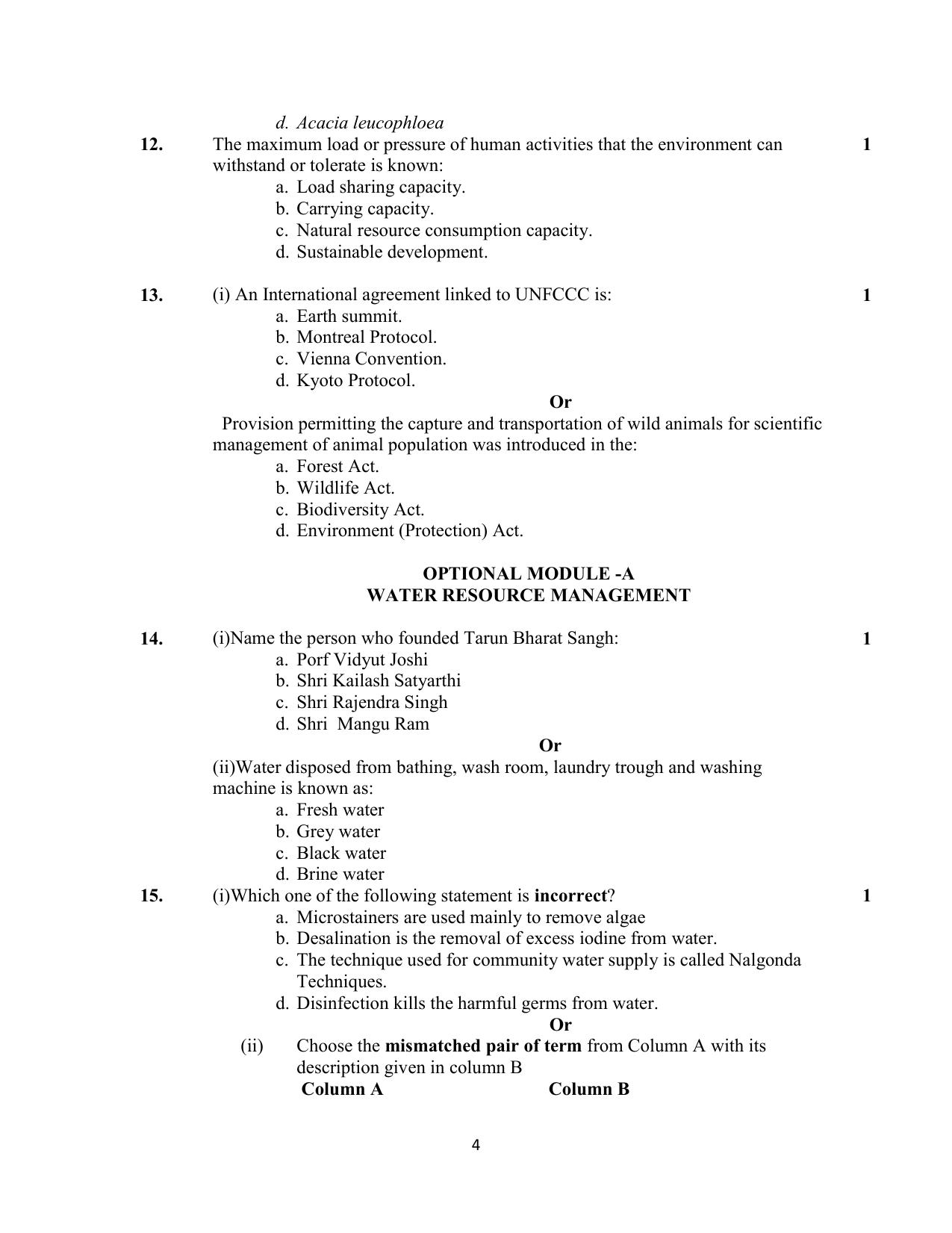 NIOS Class 12 Environmental Science Sample Paper - Page 4