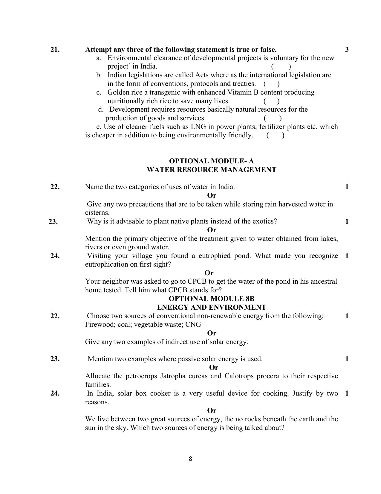 NIOS Class 12 Environmental Science Sample Paper - Page 8