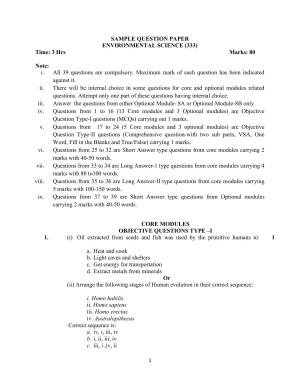 NIOS Class 12 Environmental Science Sample Paper