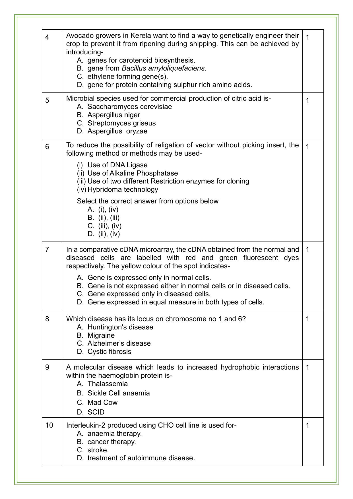 CBSE Class 12 Biotechnology Sample Question Paper 2024-25 - Page 2