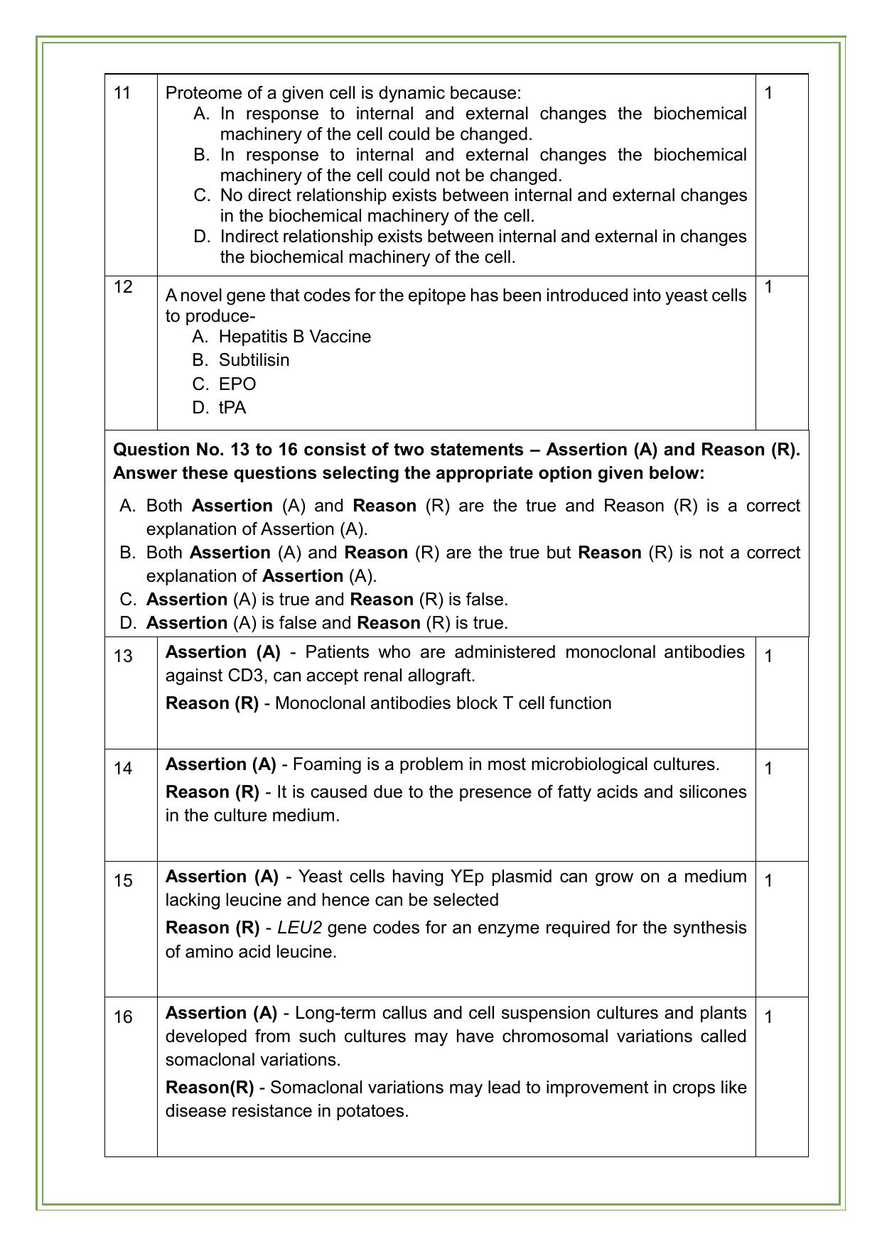 CBSE Class 12 Biotechnology Sample Question Paper 2024-25 - Page 3