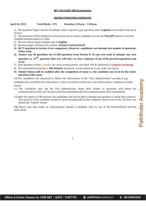 BET 2015 Question Paper