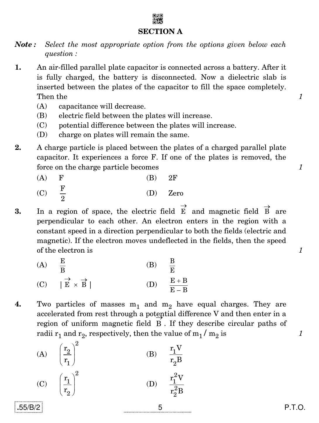 CBSE Class 12 55-C-2 - Physics 2020 Compartment Question Paper - Page 5