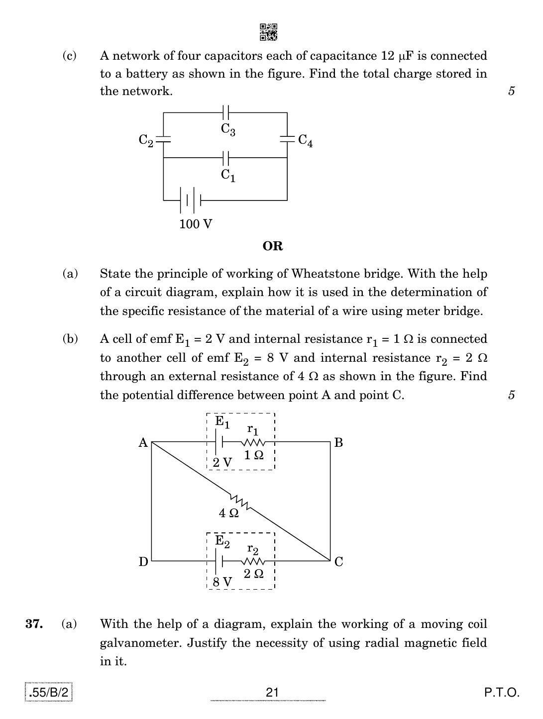 CBSE Class 12 55-C-2 - Physics 2020 Compartment Question Paper - Page 21