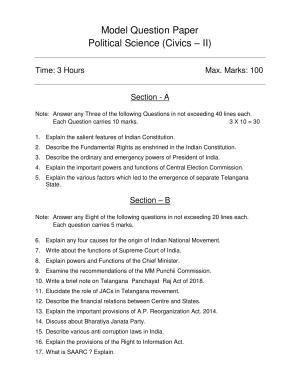 TS Inter 2nd Year Political Science Model Paper