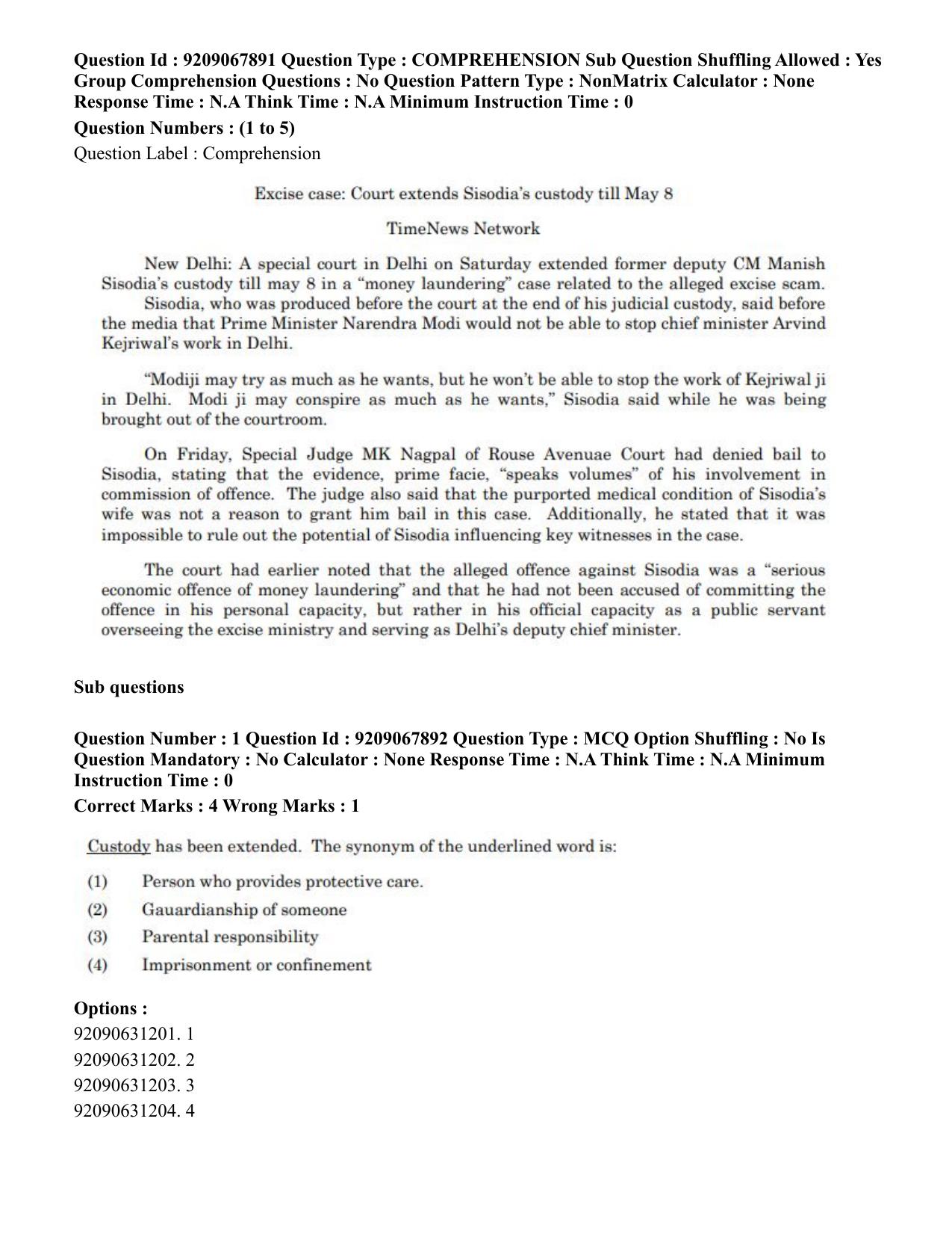 CUET PG 2023: LAQP29 – Pashto (Eng.)-Shift 2 (08-06-2023) Question Paper - Page 2
