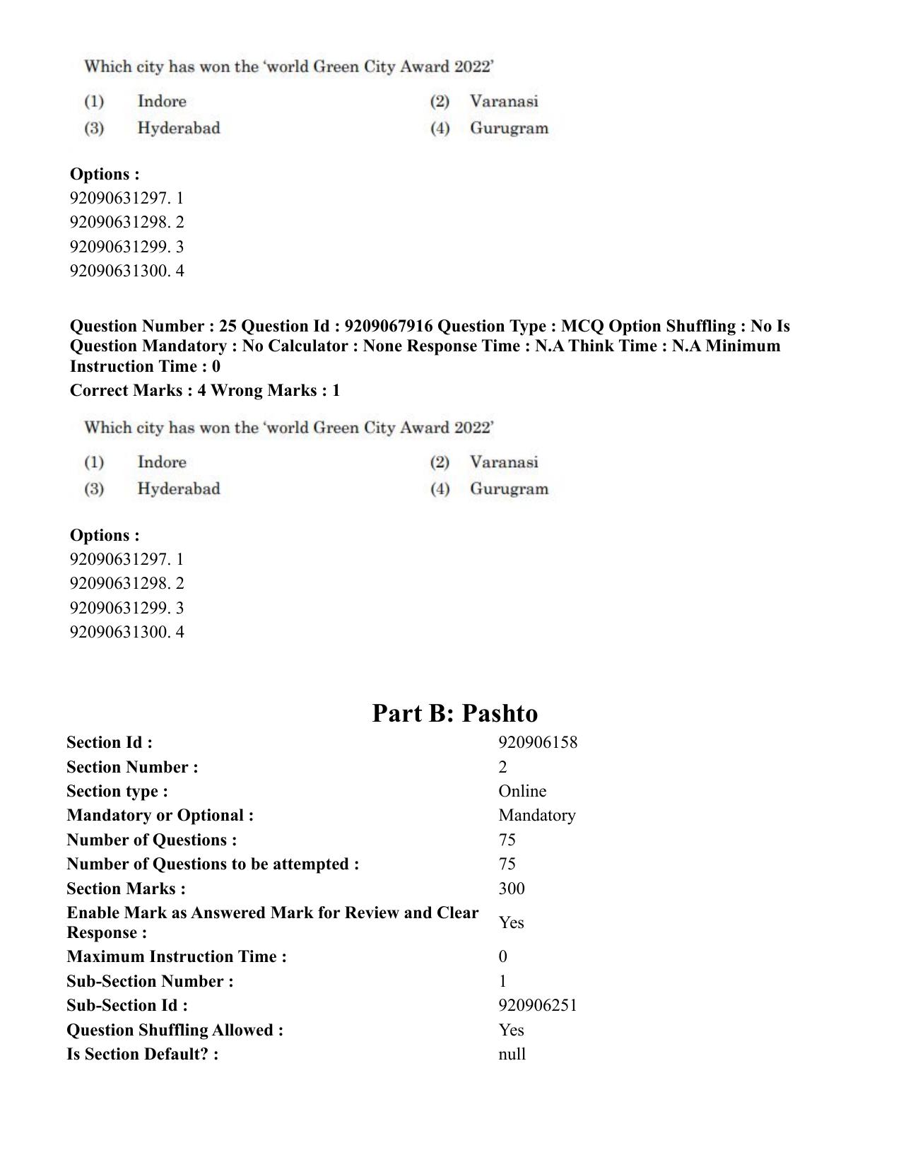 CUET PG 2023: LAQP29 – Pashto (Eng.)-Shift 2 (08-06-2023) Question Paper - Page 36