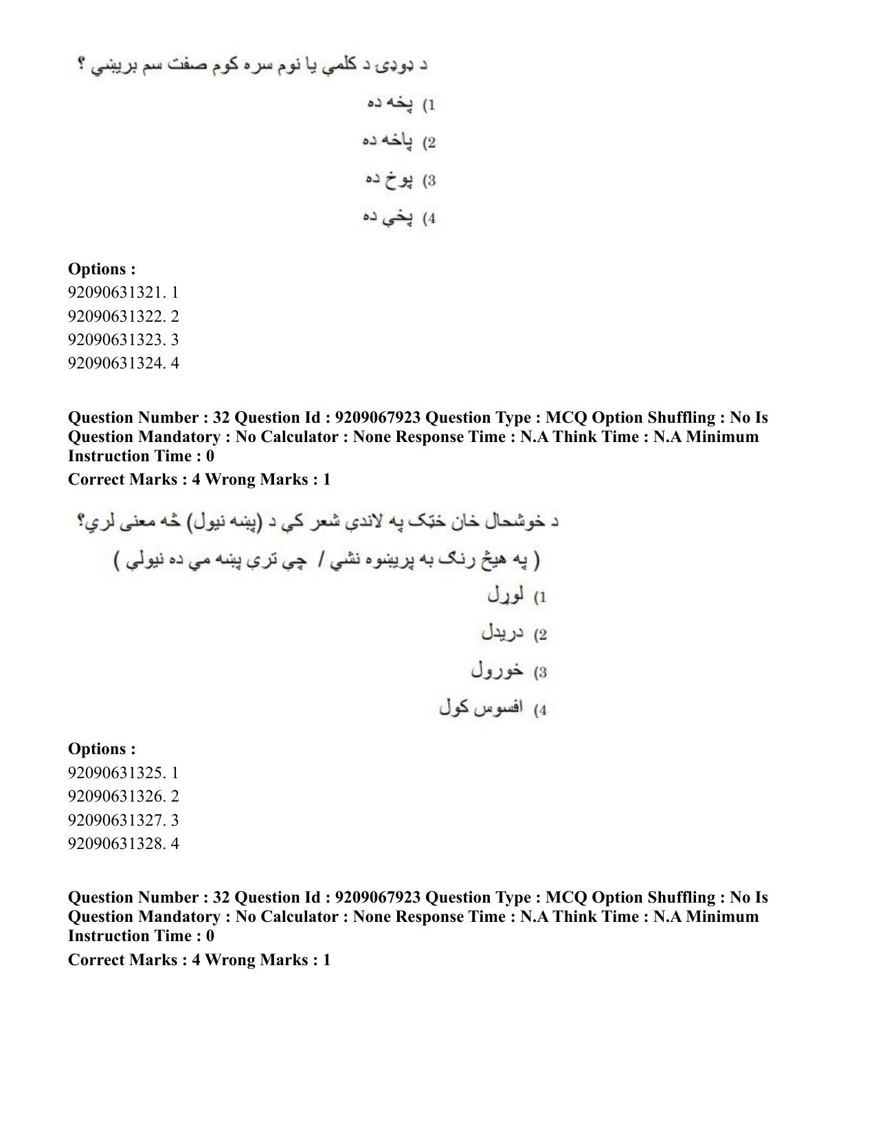 CUET PG 2023: LAQP29 – Pashto (Eng.)-Shift 2 (08-06-2023) Question Paper - Page 46