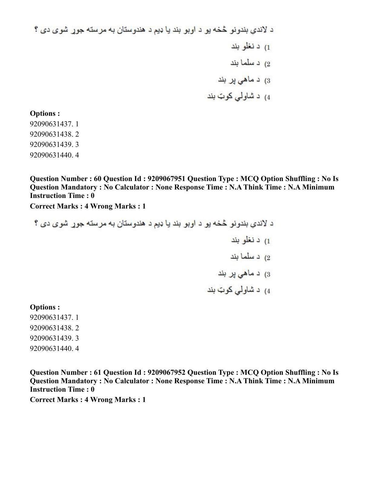 CUET PG 2023: LAQP29 – Pashto (Eng.)-Shift 2 (08-06-2023) Question Paper - Page 91