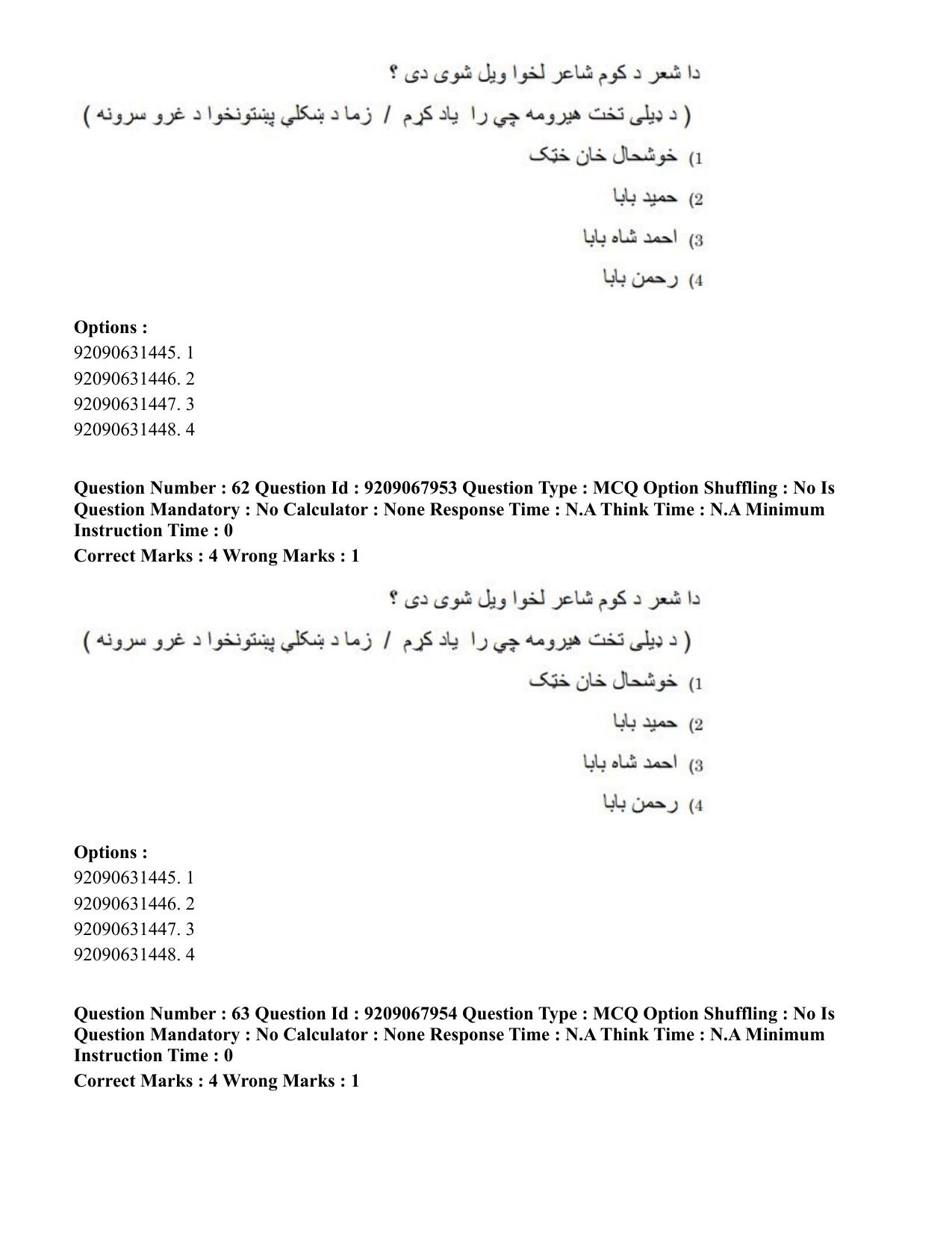 CUET PG 2023: LAQP29 – Pashto (Eng.)-Shift 2 (08-06-2023) Question Paper - Page 94