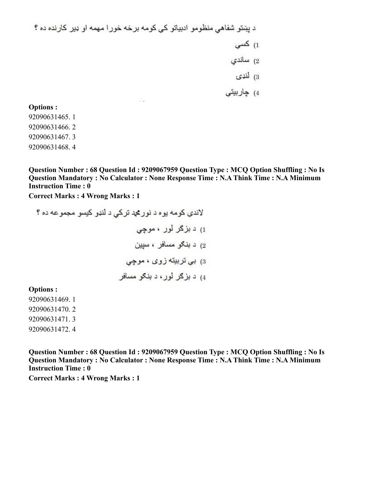 CUET PG 2023: LAQP29 – Pashto (Eng.)-Shift 2 (08-06-2023) Question Paper - Page 102