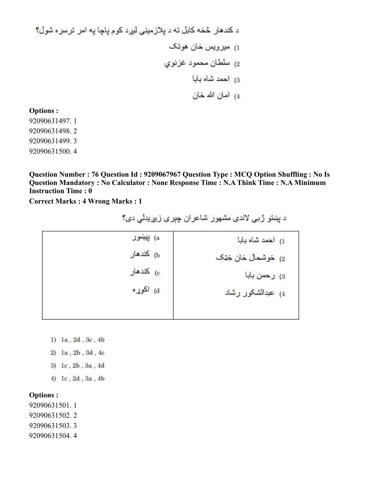 CUET PG 2023: LAQP29 – Pashto (Eng.)-Shift 2 (08-06-2023) Question Paper - Page 114