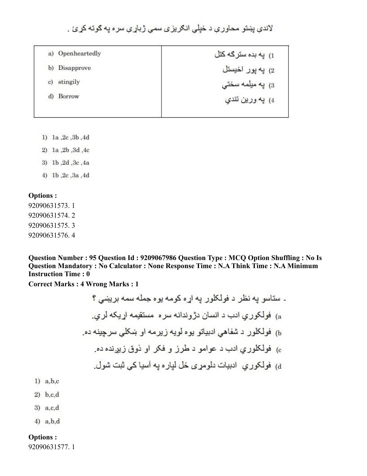 CUET PG 2023: LAQP29 – Pashto (Eng.)-Shift 2 (08-06-2023) Question Paper - Page 146