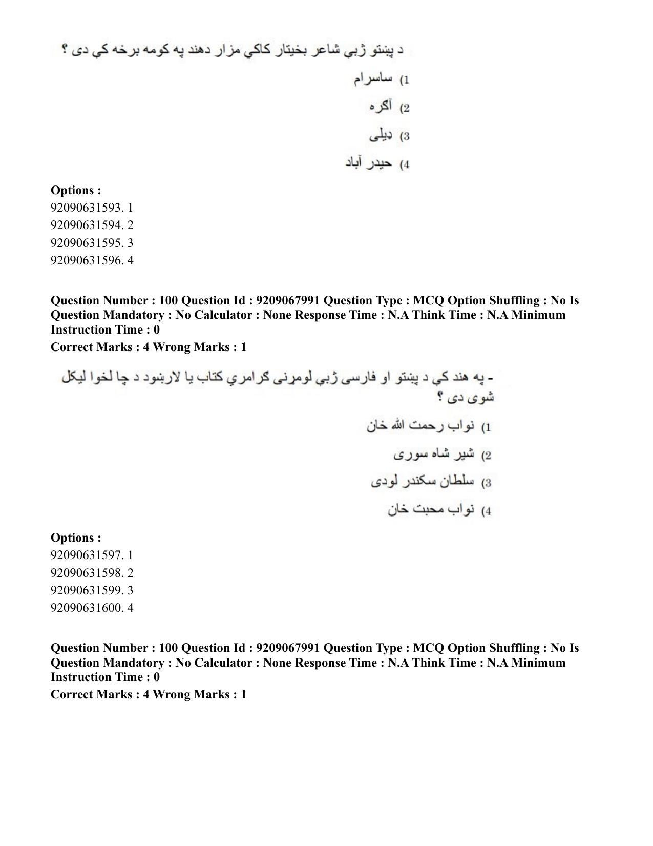 CUET PG 2023: LAQP29 – Pashto (Eng.)-Shift 2 (08-06-2023) Question Paper - Page 154