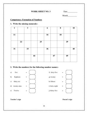 Worksheet for Class 1 Maths Numbers 21 to 50 Assignment 3